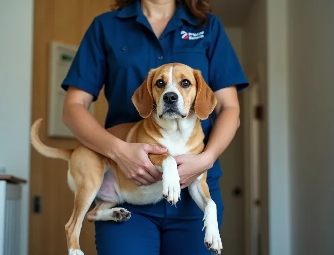 Technician respectfully transporting a deceased dog in Windsor